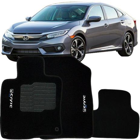 Jogo de Tapete Automotivo Carpete New Civic 2017 à 2018 Soft Logo Bordado Preto 3 Peças - S/m Menor preço em Jogo de Tapete Automotivo Carpete New Civic 2017 à 2018 Soft Logo Bordado Preto 3 Peças - S/m