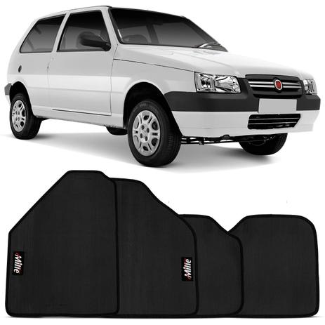 Jogo de Tapete Borracha PVC Fiat Uno Mille 2000 a 2013 Preto Bordado Carpete Base Antiderrapante - Tapecars Menor preço em Jogo de Tapete Borracha PVC Fiat Uno Mille 2000 a 2013 Preto Bordado Carpete Base Antiderrapante - Tapecars
