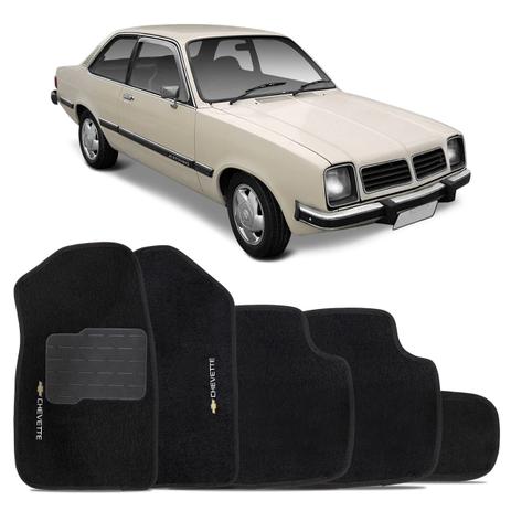 Menor preço em Jogo de Tapete Carpete Chevette 1974 a 1995 Preto Bordado 5 Peças - Top gear
