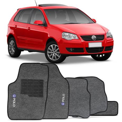 Menor preço em Jogo de Tapete Carpete Polo Hatch Sedan 2007 a 2016 Grafite Bordado 5 Peças - Zp