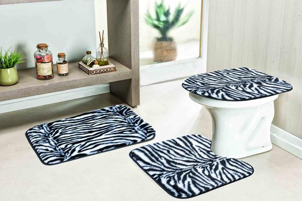 Jogo de Tapete de Banheiro 3 Peças Safari - Zebra - Guga tapetes Menor preço em Jogo de Tapete de Banheiro 3 Peças Safari - Zebra - Guga tapetes