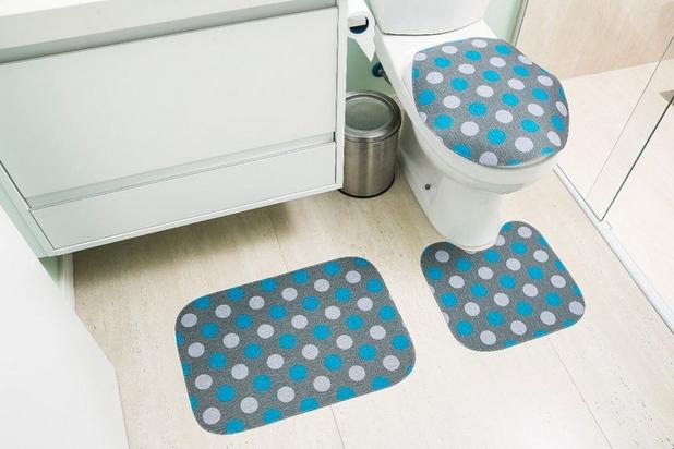 Jogo de Tapete para Banheiro 3 peças Silver Bolinha Azul - Casa new é ruim? Jogo de Tapete para Banheiro 3 peças Silver Bolinha Azul - Casa new é boa?
