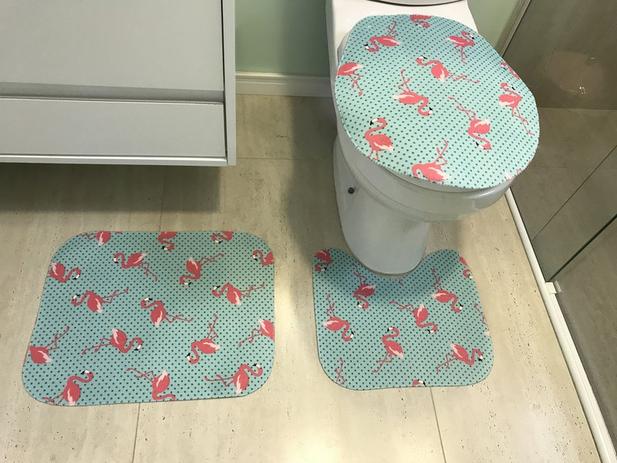 Jogo de Tapete para Banheiro 3 peças Tecil Flamingo Azul - Casa new é ruim? Jogo de Tapete para Banheiro 3 peças Tecil Flamingo Azul - Casa new é boa?