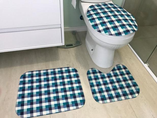 Jogo de Tapete para Banheiro 3 peças Tecil Xadrez - Casa new é boa?