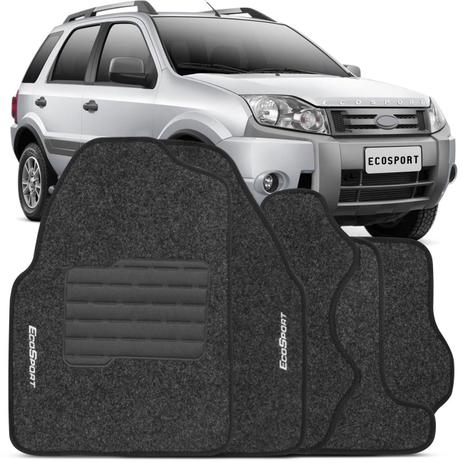 Jogo de Tapetes Carpete Ford Ecosport 2004 a 2012 Grafite Bordado 5 Peças - Top gear Menor preço em Jogo de Tapetes Carpete Ford Ecosport 2004 a 2012 Grafite Bordado 5 Peças - Top gear