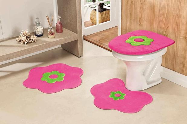 Jogo de Tapetes de Banheiro Formato Margarida Pink - Guga tapetes é boa?