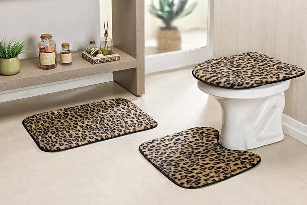 Jogo de Tapetes de Banheiro Safari 3 Peças Estampa Leopardo - Guga tapetes Menor preço em Jogo de Tapetes de Banheiro Safari 3 Peças Estampa Leopardo - Guga tapetes
