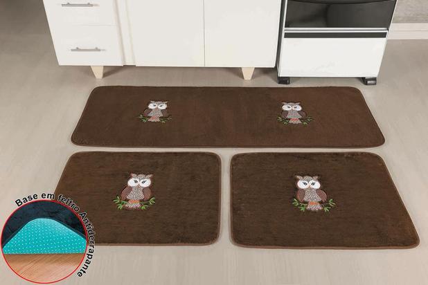 Jogo de Tapetes para Cozinha Antiderrapante Coruja Tabaco - 3 Peças - Guga é ruim? Jogo de Tapetes para Cozinha Antiderrapante Coruja Tabaco - 3 Peças - Guga é boa?