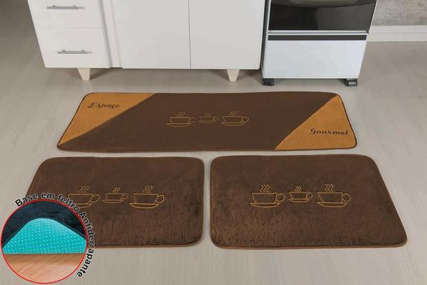 Jogo de Tapetes para Cozinha Antiderrapante Xícaras Tabaco - 3 Peças - Guga é ruim? Jogo de Tapetes para Cozinha Antiderrapante Xícaras Tabaco - 3 Peças - Guga é boa?
