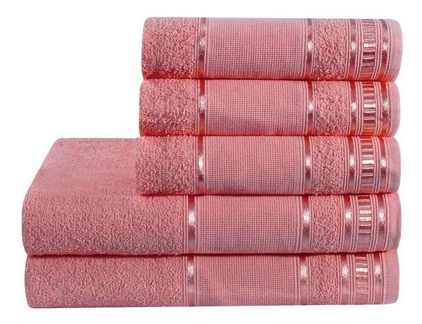Jogo De Toalha De Banho 5 Peças Linha Premium Rubine Rosa - Casa Com Amor Menor preço em Jogo De Toalha De Banho 5 Peças Linha Premium Rubine Rosa - Casa Com Amor