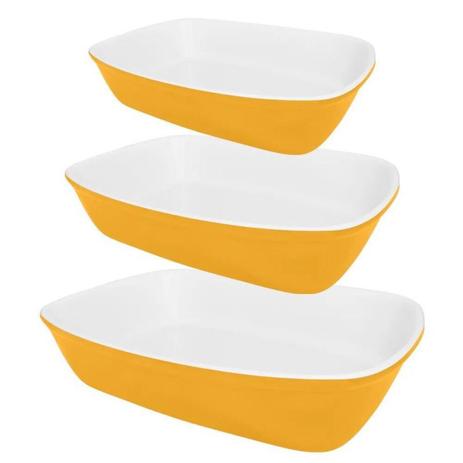 Jogo de Travessas Refratarias Bake Branca/Amarela 3 Peças -  Oxford Porcelanas é boa?