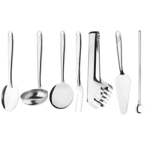 Jogo de Utensílios de Cozinha 07 Peças Inox Simonaggio Moniz Menor preço em Jogo de Utensílios de Cozinha 07 Peças Inox Simonaggio Moniz