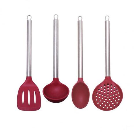 Jogo de Utensílios em Silicone e Inox Premium 4 Peças Yazi Menor preço em Jogo de Utensílios em Silicone e Inox Premium 4 Peças Yazi