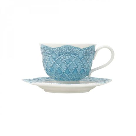Jogo de Xícaras de Chá com Pires Porcelana 12 Peças 220ml Givemy Rojemac Azul/Branco Menor preço em Jogo de Xícaras de Chá com Pires Porcelana 12 Peças 220ml Givemy Rojemac Azul/Branco