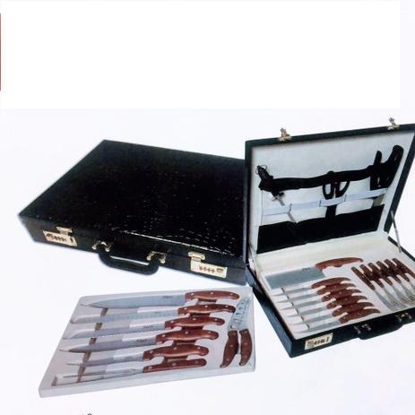 Jogo Faqueiro De Churrasco 25 Pçs Knife Kit Luxo - St Menor preço em Jogo Faqueiro De Churrasco 25 Pçs Knife Kit Luxo - St