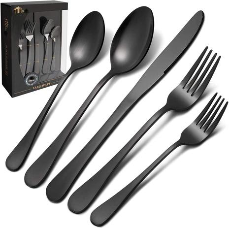 Jogo Faqueiro Talheres 30 Peças Super Luxo Preto Aço Inox - Royal Home Menor preço em Jogo Faqueiro Talheres 30 Peças Super Luxo Preto Aço Inox - Royal Home