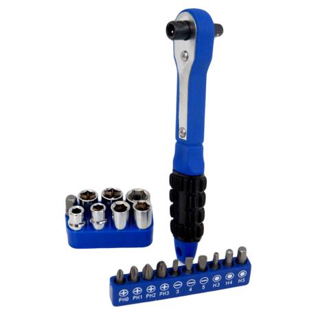 Jogo Kit Catraca Com Pontas E Soquetes 18 Peças - Western Menor preço em Jogo Kit Catraca Com Pontas E Soquetes 18 Peças - Western