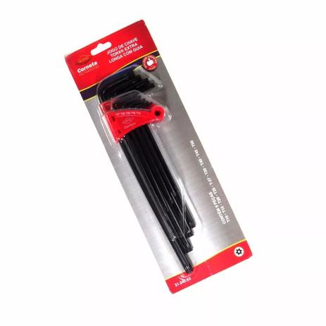 Jogo Kit Chave Torx Extra Longa Com 9 Peças Com Guia Corneta Menor preço em Jogo Kit Chave Torx Extra Longa Com 9 Peças Com Guia Corneta