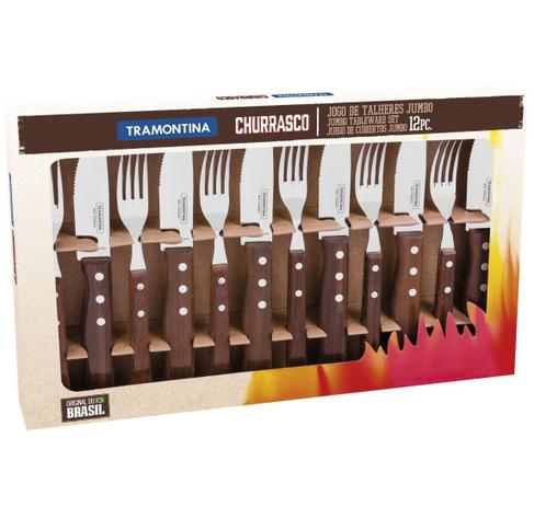 Jogo Kit Churrasco Tramontina 12 Peças Jumbo Garfo Faca Menor preço em Jogo Kit Churrasco Tramontina 12 Peças Jumbo Garfo Faca