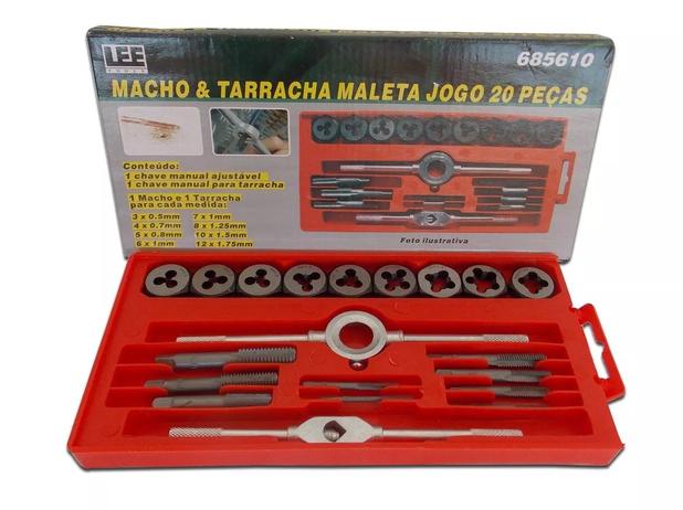 Jogo Kit Macho E Tarraxa Para Fazer Rosca + Maleta 20 Pecas - Leetols Menor preço em Jogo Kit Macho E Tarraxa Para Fazer Rosca + Maleta 20 Pecas - Leetols