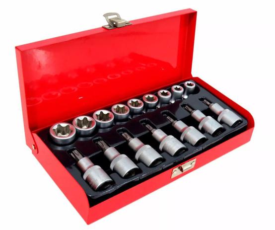 Jogo Kit Soquetes Ponta Torx 16 Peças Profissional Crv Eda Menor preço em Jogo Kit Soquetes Ponta Torx 16 Peças Profissional Crv Eda