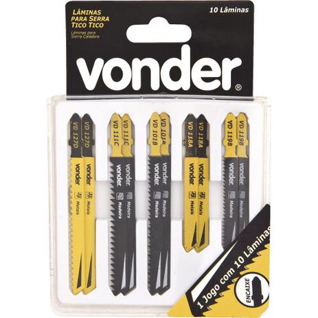 Jogo lamina serra tico-tico encaixe t com 10 peças - Vonder Menor preço em Jogo lamina serra tico-tico encaixe t com 10 peças - Vonder