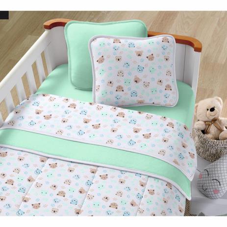 Lencol Berco Malha Bordado 3Pcs Leao - Ninho Baby - Enxovais para Bebês