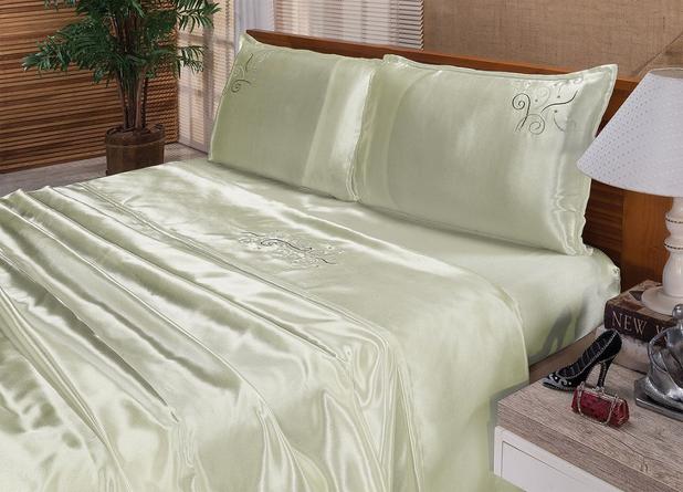 Jogo Lençol Bordado Casal Padrão Cetim Seda Pérola 4 Peças - Confecções elba Menor preço em Jogo Lençol Bordado Casal Padrão Cetim Seda Pérola 4 Peças - Confecções elba