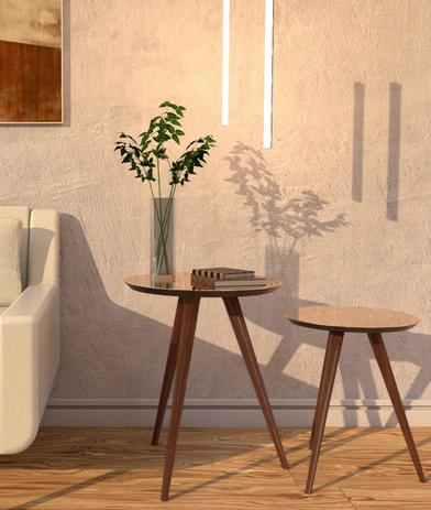 Jogo Mesa Lateral de Canto Pé Palito com Espelho Bronze 50 e 40 cm - Tna decor é boa?