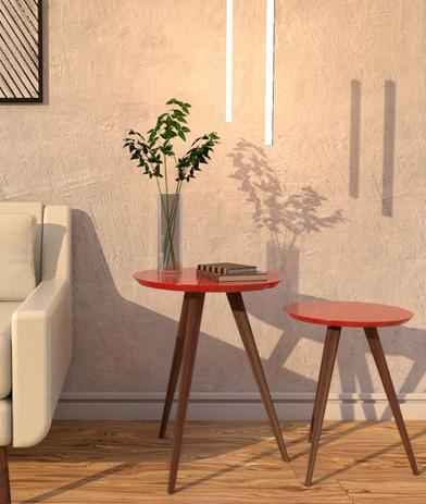 Jogo Mesa Lateral de Canto Pé Palito Vermelha - Tna decor é boa?