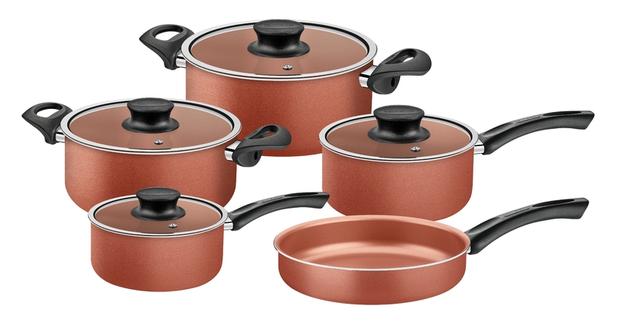 Jogo Panelas Alum 5pc Cob Tramontina 20598/421 - Tramontina cutelaria Menor preço em Jogo Panelas Alum 5pc Cob Tramontina 20598/421 - Tramontina cutelaria