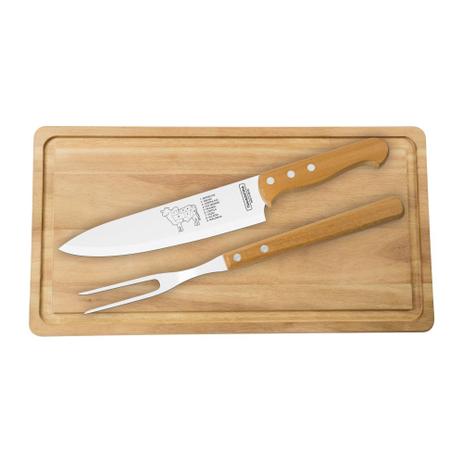 Jogo Para Churrasco 3PC Kit de Talheres Tramontina Madeira Menor preço em Jogo Para Churrasco 3PC Kit de Talheres Tramontina Madeira