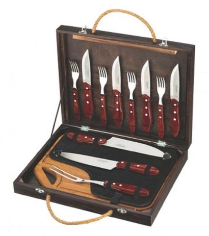 Jogo para Churrasco Inox 13pçs Polywood Vermelho com Maleta 21198/767 - Tramontina Menor preço em Jogo para Churrasco Inox 13pçs Polywood Vermelho com Maleta 21198/767 - Tramontina