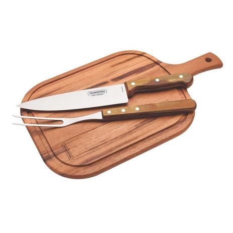 Jogo para Churrasco Tramontina Inox 3 Pç Polywood - 21198-414 Menor preço em Jogo para Churrasco Tramontina Inox 3 Pç Polywood - 21198-414