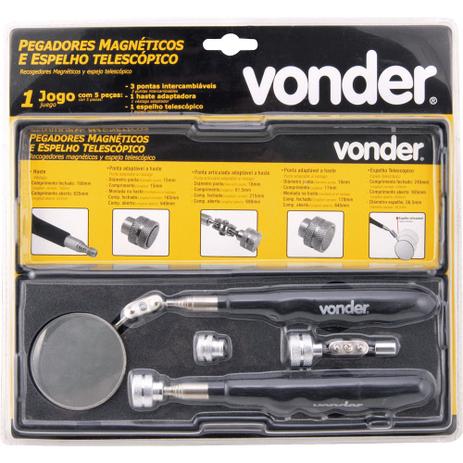 Jogo pegador magnético e espelho telescópico com 5 peças - Vonder Menor preço em Jogo pegador magnético e espelho telescópico com 5 peças - Vonder