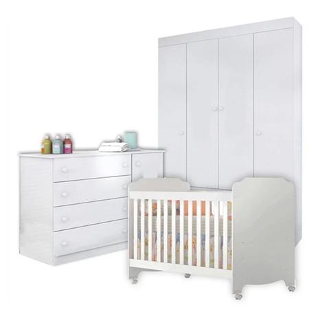 Jogo Quarto Infantil Guarda Roupa Cômoda Helena e Berço Lucca Branco - Phoenix Baby - Carolina móveis/phoenix baby Menor preço em Jogo Quarto Infantil Guarda Roupa Cômoda Helena e Berço Lucca Branco - Phoenix Baby - Carolina móveis/phoenix baby