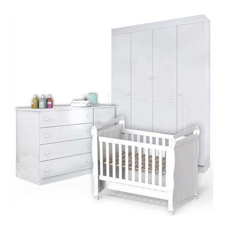 Jogo Quarto Infantil Guarda Roupa Cômoda Helena e Berço Mirelle Branco - Phoenix Baby - Carolina móveis/phoenix baby é boa?