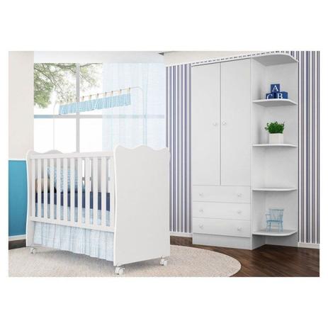 Jogo Quarto Infantil Guarda Roupa e Berço Simples Doce Sonho Branco - Qmovi é boa?