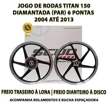 Jogo Roda Liga Leve Titan 150 Scud Diamantada Freio Disco Menor preço em Jogo Roda Liga Leve Titan 150 Scud Diamantada Freio Disco