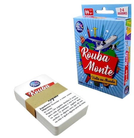 Jogo Rouba Monte c/ 55 Cartas Volta ao Mundo 9cm - 134314 - Pais filhos Menor preço em Jogo Rouba Monte c/ 55 Cartas Volta ao Mundo 9cm - 134314 - Pais filhos