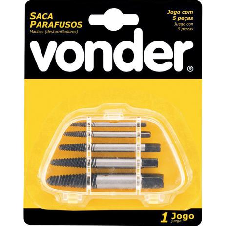 Jogo saca parafuso aço carbono com 5 peças - Vonder Menor preço em Jogo saca parafuso aço carbono com 5 peças - Vonder