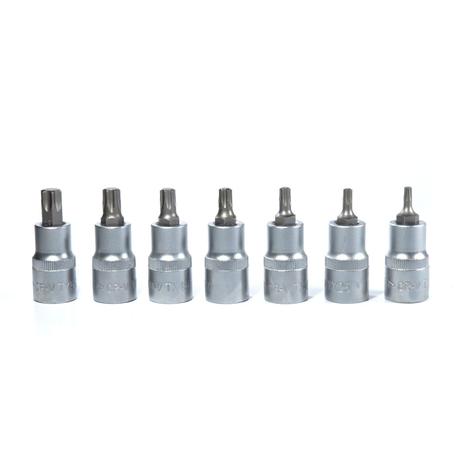 Jogo Soquete Bits Torx 1/2 Com 7 Peças Profissional CRV Corneta Menor preço em Jogo Soquete Bits Torx 1/2 Com 7 Peças Profissional CRV Corneta