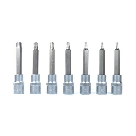Jogo Soquete Bits Torx Longo 1/2 Com 7 Peças Profissional CRV Corneta Menor preço em Jogo Soquete Bits Torx Longo 1/2 Com 7 Peças Profissional CRV Corneta
