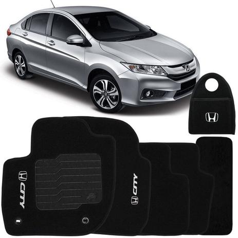 Jogo Tapete Automotivo Carpete + Lixeira Honda City 2015 à 2018 Soft Logo Bordado Preto 6 Peças - S/m é boa?