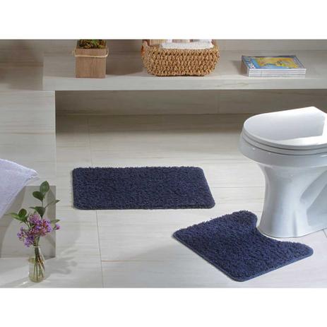 Jogo Tapete Banheiro 2 peças Natura High Azul Marinho 100 Algodão Oásis - Tapetes oasis é boa?