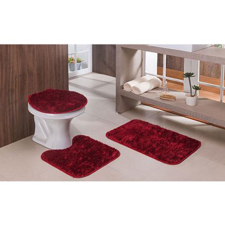 Jogo Tapete Banheiro 3 Peças Classic Vermelho Cereja - Tapetes Oasis Menor preço em Jogo Tapete Banheiro 3 Peças Classic Vermelho Cereja - Tapetes Oasis