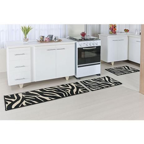 Jogo Tapete De Cozinha 3 Peças Europa Madrid Zebra Kenia Preto - Tapetes oasis é boa?