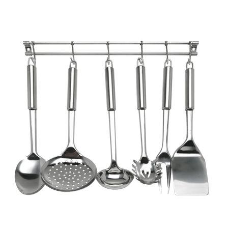 Jogo Utensílios Inox com Suporte para Parede 7 Peças Mimo Style Menor preço em Jogo Utensílios Inox com Suporte para Parede 7 Peças Mimo Style