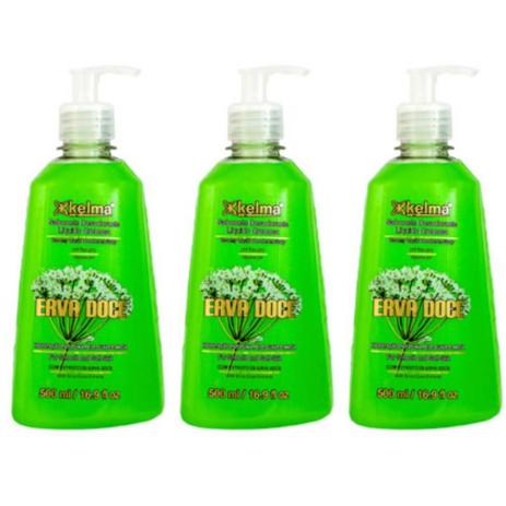Kelma Erva Doce Sabonete Líquido 500ml (Kit C/03) Menor preço em Kelma Erva Doce Sabonete Líquido 500ml (Kit C/03)