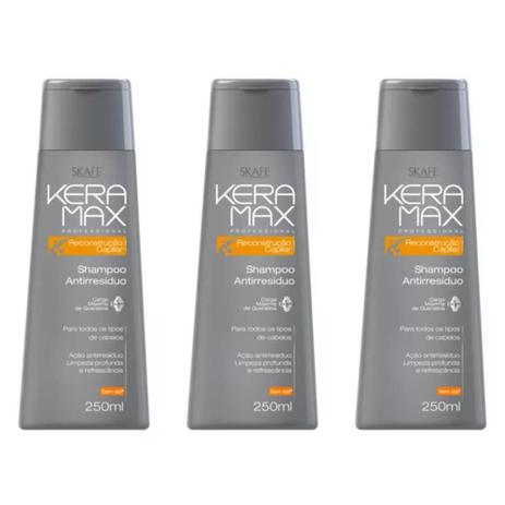 Keramax Shampoo Antirresíduos 250ml (Kit C/03) Menor preço em Keramax Shampoo Antirresíduos 250ml (Kit C/03)